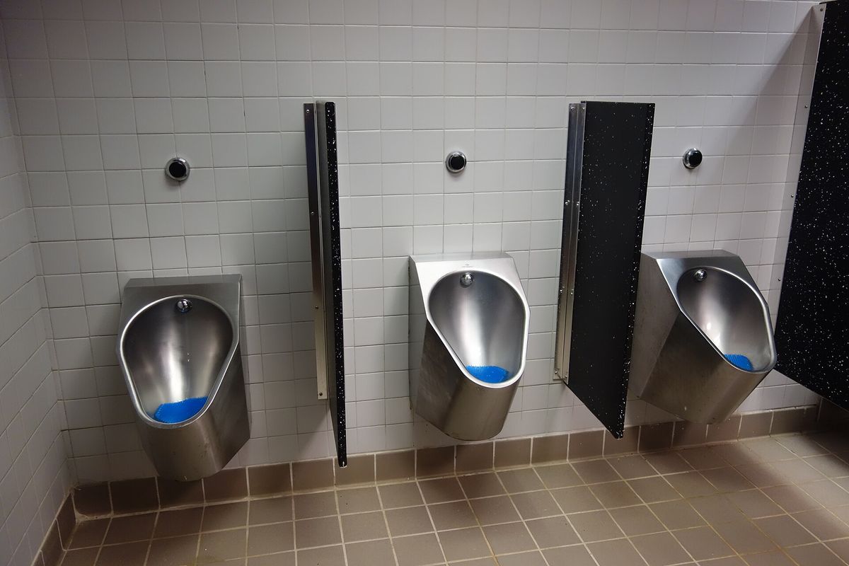 Inside the Men's bathroom of Ellsworth W. Allen Town Park, at Motor Avenue between Heisser Lane and Kent Street in South Farmingdale, Nassau County, New York. Very clean.