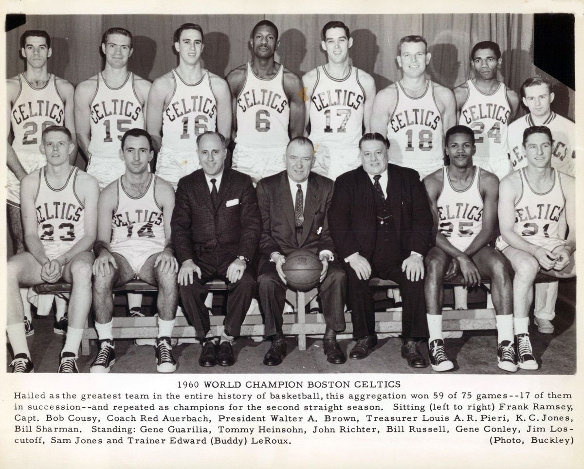 The 1959-60 Boston Celtics team that won its 3rd NBA title.