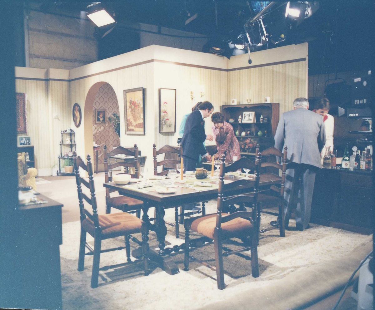 The photographs in this series document the history of public broadcasting, primarily television programming, in Otago. The photographs portray the staff and production work of DNT
