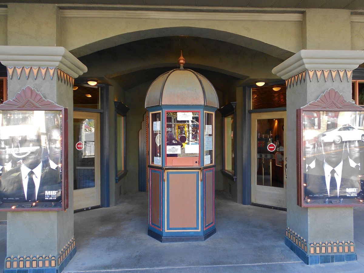 Box office at the Arena Theater in the town of Point Arena, California